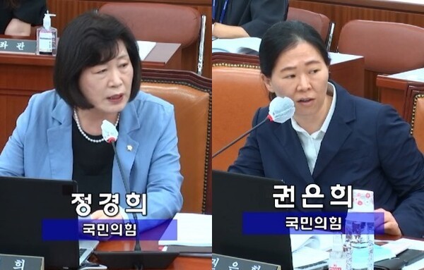 ‘열악한 장애인평생교육’ 법 문제보다 예산·회계의 문제 / 국민의힘 정경희 의원(왼쪽)과 권은희 의원(오른쪽). ⓒ국회방송  출처 : 에이블뉴스(http://www.ablenews.co.kr)