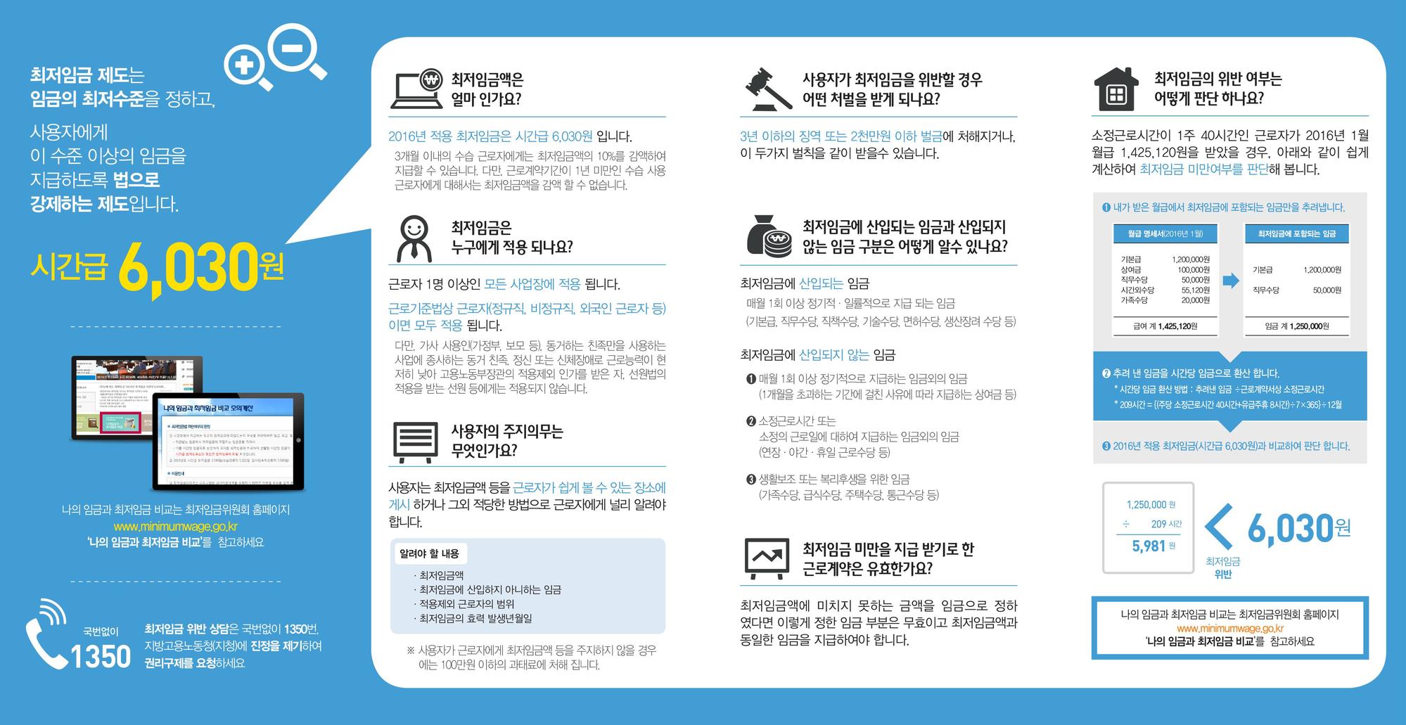 최저임금위원회] 2016년 적용 최저임금 홍보 리플렛 및 전단지
