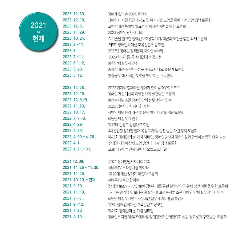 2021~현재 연혁 아래내용참고